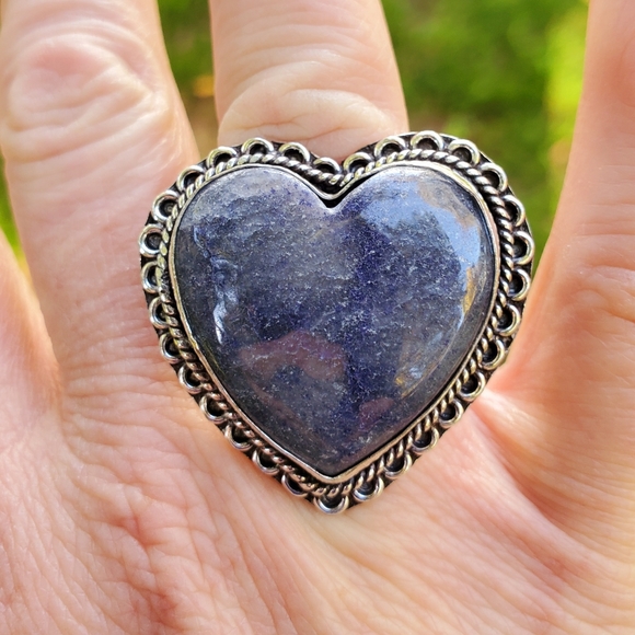 New Heart Shaped Sodalite 925 Silver Statement Ring. - Picture 4 of 16
